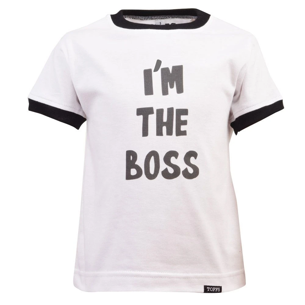 Kids I'm The Boss - White/Black Ringer