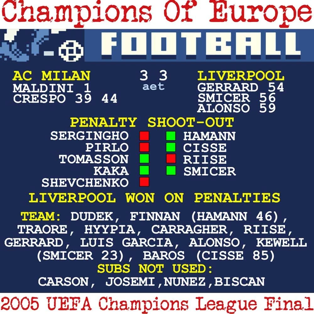 2005 Champions League Final (Liverpool) Retrotext T-Shirt - Image 2
