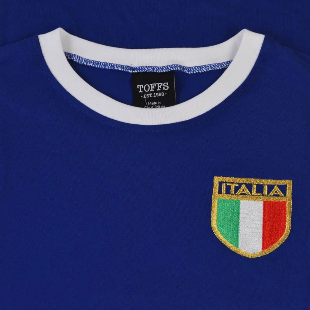 Italy Rugby T-Shirt - Royal/White Ringer - Image 3