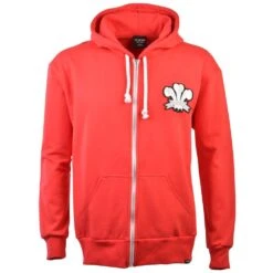 Wales 1905 Vintage Rugby Zipped Hoodie - Red